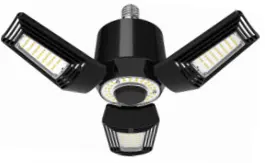 LED GARAGE LIGHT 125W 5000K 100-277VAC E26 3 LEAF BLACK